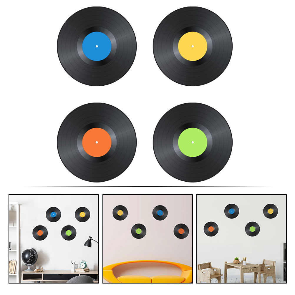 8pcs Vinyl Record Shape Stickers Blank Vinyl Records Vintage Fake Records Decorations Wall Stickers, Size: 24.50